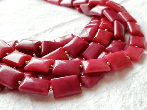 Raspberry Squares 6 Strand Multistrand Pink Berry Fuchsia Statement Necklace