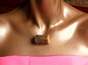 Unisex Carved Wood & Bone Minimalist Necklace, The  Rustique Necklace